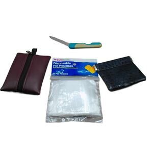 Pouch Purse Organizer Lot: Zippered Key Pouch, Coin Squeeze Open, Pill Pouches